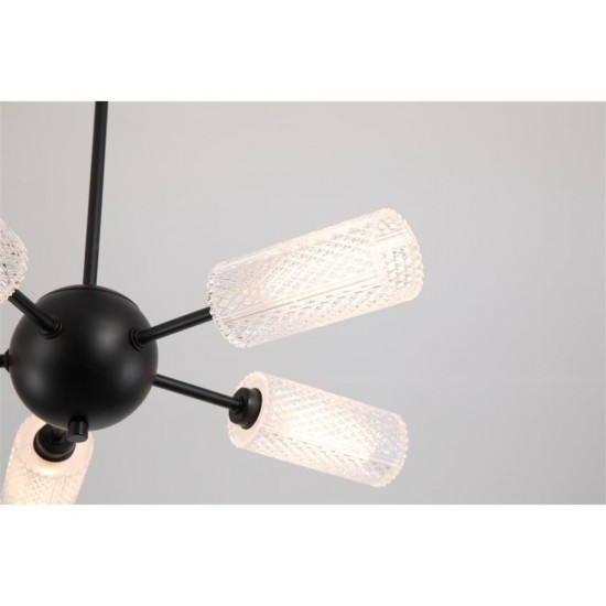 79349-006 Black 5 Light Semi Flush with Decorative Clear Shade