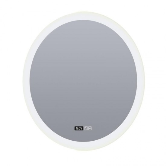 72201-006 LED Round Mirror with Digital Clock
