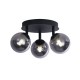 72202-006 Black 3 Light Semi Flush with Smoked Glasses