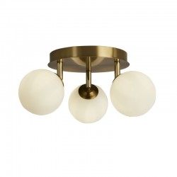 72480-006 IP44 Gold 3 Light Semi Flush with Opal Glasses 72480-006 IP44 Gold 3 Light Semi Flush with Opal Glasses