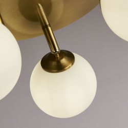 72480-006 IP44 Gold 3 Light Semi Flush with Opal Glasses 72480-006 IP44 Gold 3 Light Semi Flush with Opal Glasses