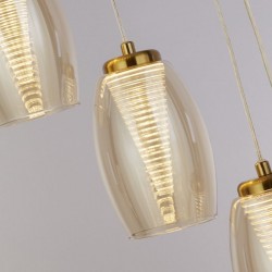 72206-006 Bronze 12 Light LED Cluster Pendant with Amber Glasses