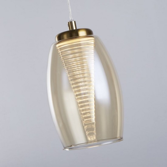 72204-006 Bronze LED Pendant with Amber Glass