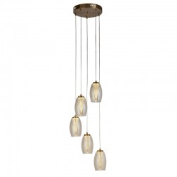 72205-006 Bronze 5 Light LED Cluster Pendant with Amber Glasses 72205-006 Bronze 5 Light LED Cluster Pendant with Amber Glasses