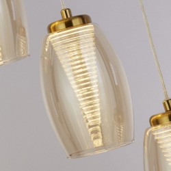 72205-006 Bronze 5 Light LED Cluster Pendant with Amber Glasses