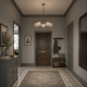 20955-006 Antique Brass 5 Light Centre Fitting with Textured Glass