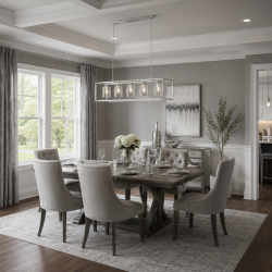 33414-10 Satin Silver 5 Light over Island Fitting with Clear Glasses