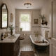 8925-006 Bathroom Antique Brass Flush with Ribbed Glass