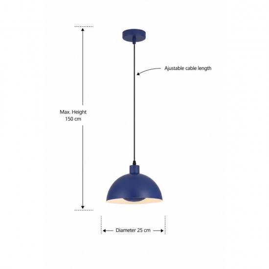 20913-006 Matt Blue Pendant Ø 25 cm