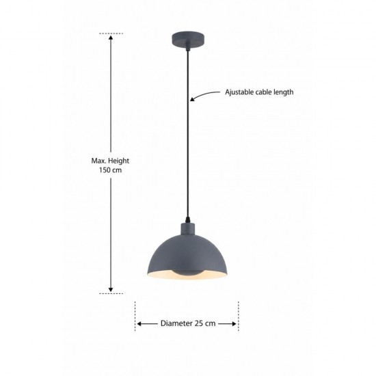20912-006 Matt Grey Pendant Ø 25 cm