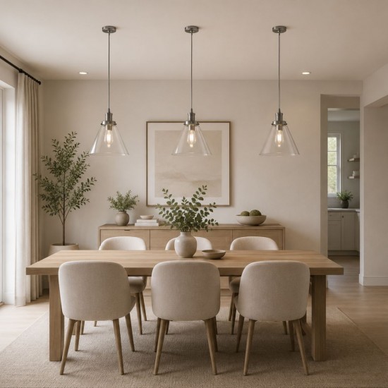 32928-006 Chrome Pendant with Clear Glass