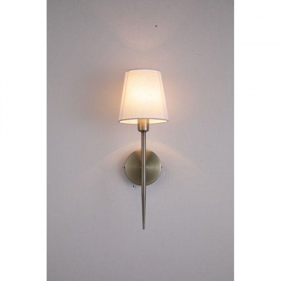 21003-006 Antique Brass Wall Lamp with White Shade