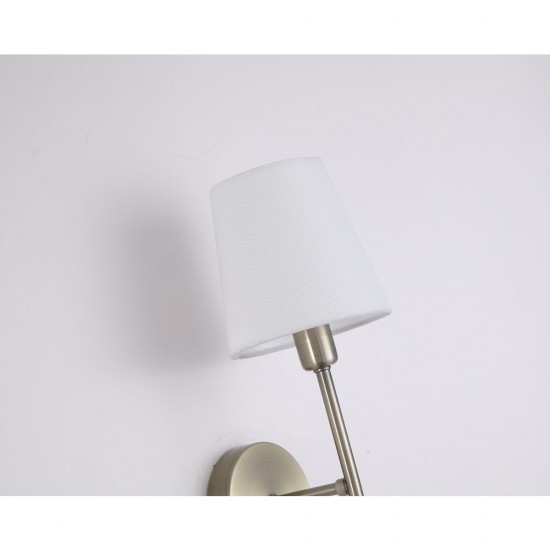 21003-006 Antique Brass Wall Lamp with White Shade