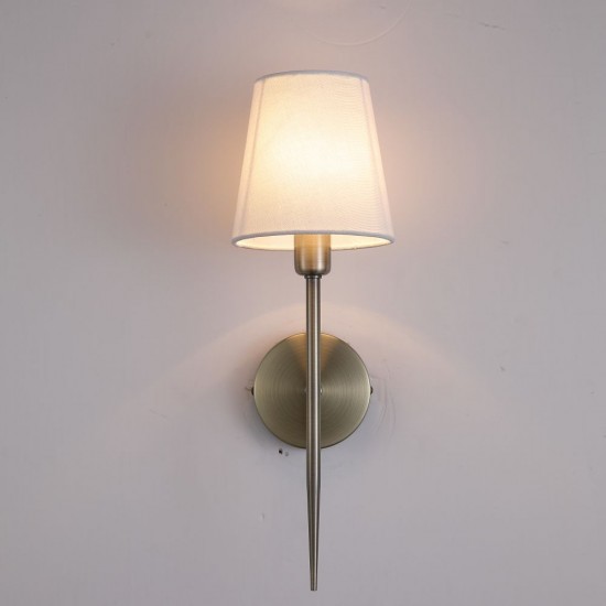21003-006 Antique Brass Wall Lamp with White Shade
