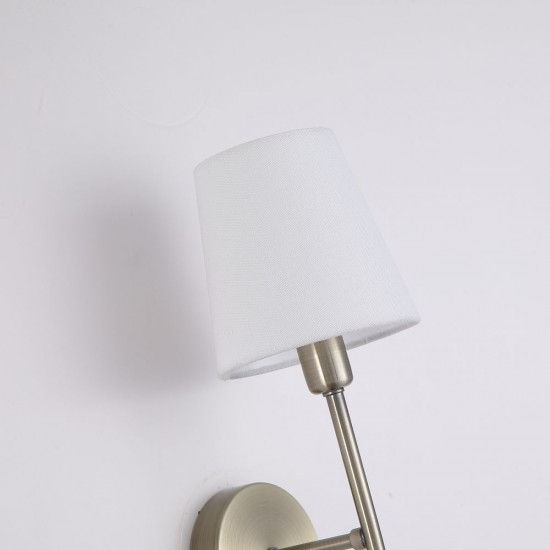21003-006 Antique Brass Wall Lamp with White Shade