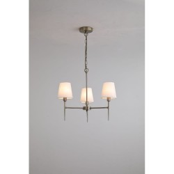 21002-006 Antique Brass 3 Light Centre Fitting with White Shade