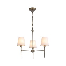 21002-006 Antique Brass 3 Light Centre Fitting with White Shade