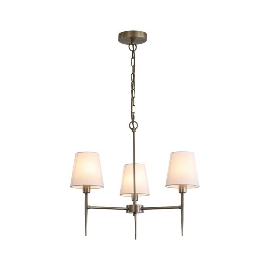 21002-006 Antique Brass 3 Light Centre Fitting with White Shade