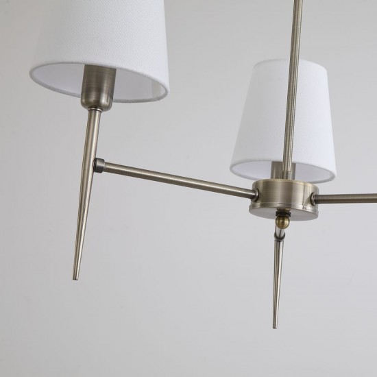 21002-006 Antique Brass 3 Light Centre Fitting with White Shade