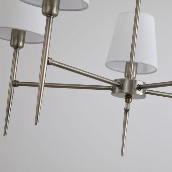 21001-006 Antique Brass 5 Light Centre Fitting with White Shade