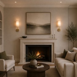 21017-006 Satin Brass Wall Lamp with Cream Shade