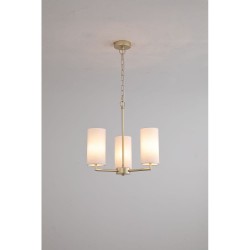 21016-006 Satin Brass 3 Light Centre Fitting with Cream Shade