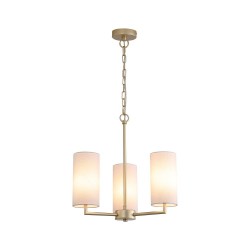 21016-006 Satin Brass 3 Light Centre Fitting with Cream Shade