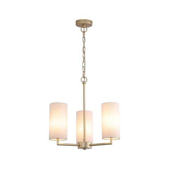 21016-006 Satin Brass 3 Light Centre Fitting with Cream Shade