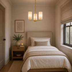 21016-006 Satin Brass 3 Light Centre Fitting with Cream Shade