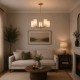 21010-006 Satin Brass 5 Light Centre Fitting with Cream Shade