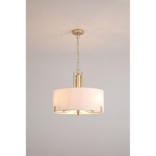 21111-006 Satin Brass 3 Light Pendant with Cream Shade
