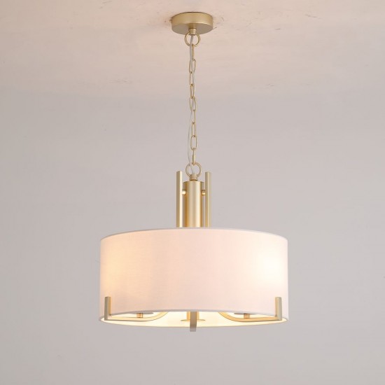 21111-006 Satin Brass 3 Light Pendant with Cream Shade