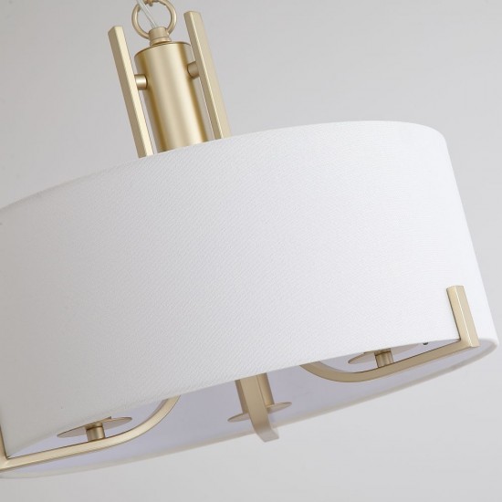 21111-006 Satin Brass 3 Light Pendant with Cream Shade