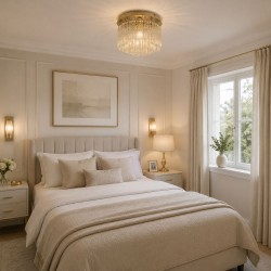 79186-006 Matt Gold 5 Light Flush with Champagne Rods
