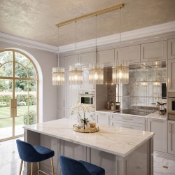 78936-006 Gold 4 Light over Island Fitting with Champagne Rods
