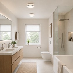9283-006 Bathroom Chrome Flush with Opal Glass Ø 23 cm