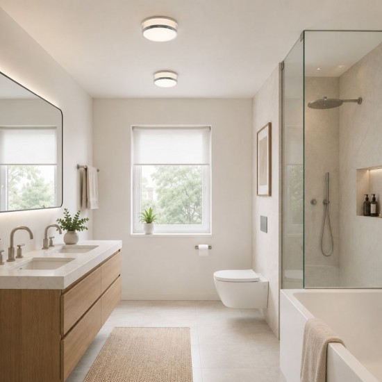 9283-006 Bathroom Chrome Flush with Opal Glass Ø 23 cm