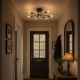 55197-006 Black & Satin Brass 6 Light Semi Flush