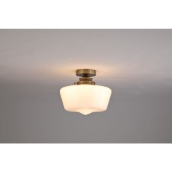 55203-006 Antique Brass Flush with White Glass IP44