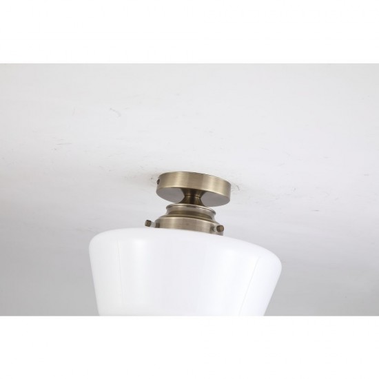 55203-006 Antique Brass Flush with White Glass IP44
