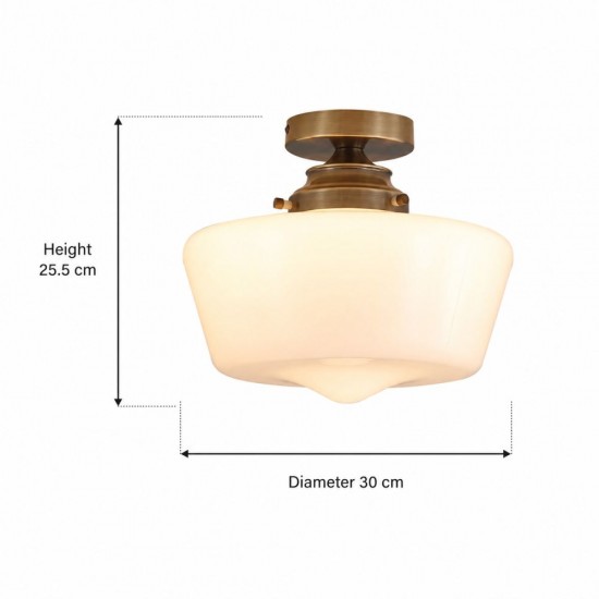55203-006 Antique Brass Flush with White Glass IP44