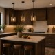 72182-006 Matt Brown Pendant with Amber Glass
