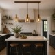 8286-006 Matt Brown 3 Light over Island Fitting with Amber Glass