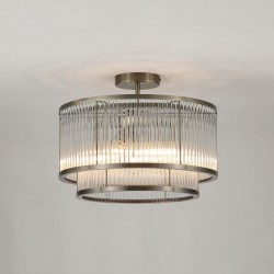 Nice 3 - Antique Brass 5 Light Semi Flush with Clear Glass Rods