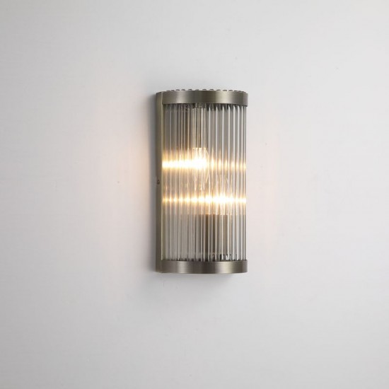 Nice WAB - Antique Brass 2 Light Wall Lamp with Clear Glass Rods Nice WAB - Antique Brass 2 Light Wall Lamp with Clear Glass Rods