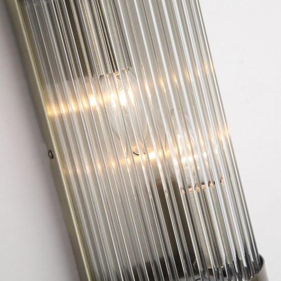 Nice WAB - Antique Brass 2 Light Wall Lamp with Clear Glass Rods Nice WAB - Antique Brass 2 Light Wall Lamp with Clear Glass Rods