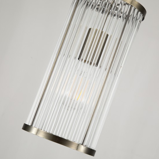 Nice 1 - Antique Brass Pendant with Clear Glass Rods