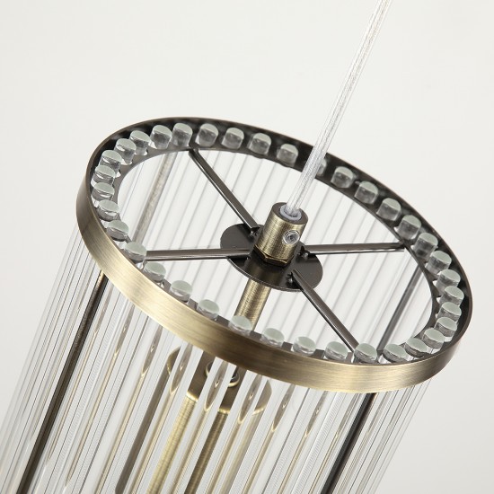 Nice 1 - Antique Brass Pendant with Clear Glass Rods