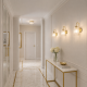 Satin Brass Wall Lamp with Clear Ribbed Glass