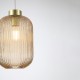 Satin Brass Pendant with Amber Ribbed Glass ∅ 20 cm